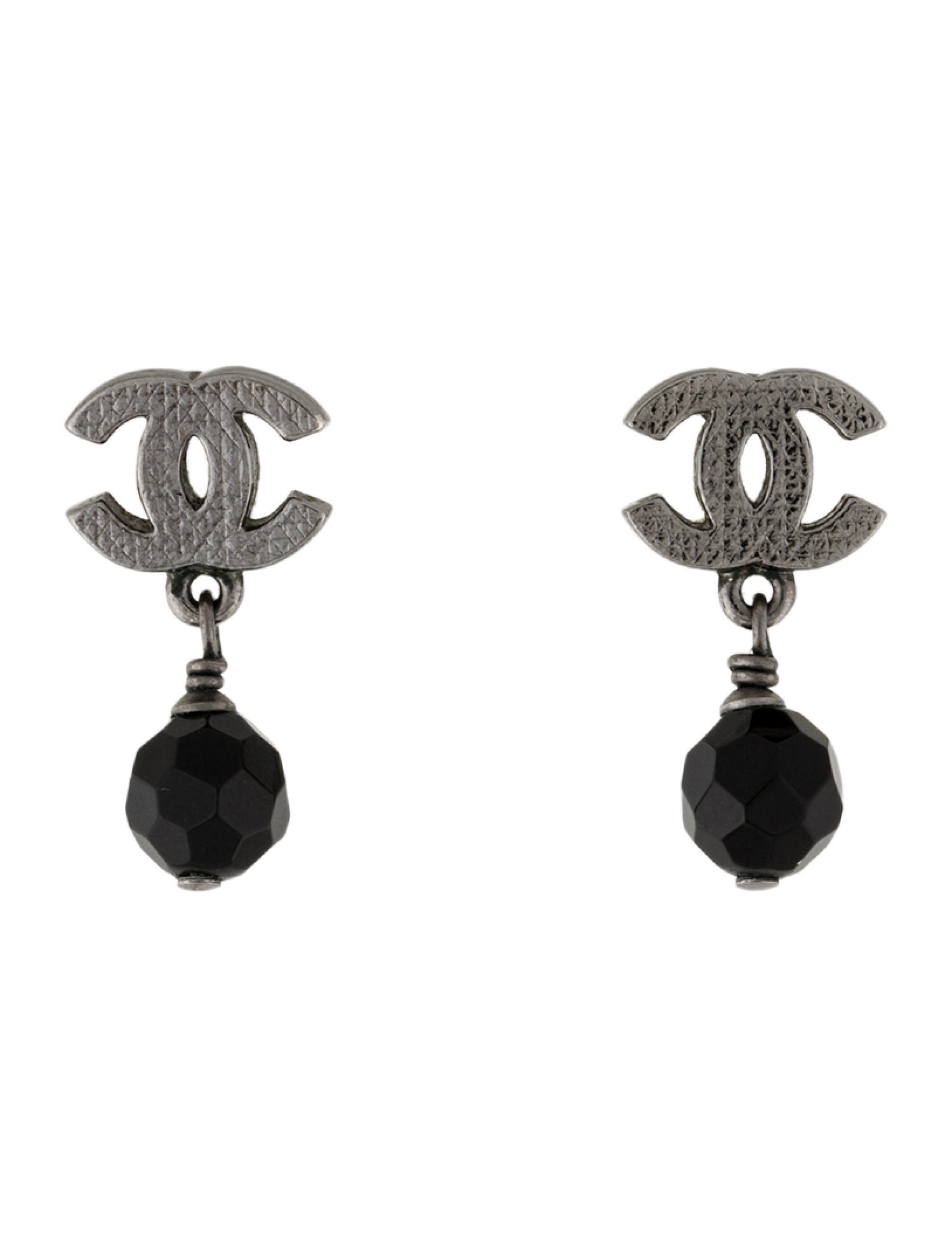 Chanel Onyx CC Drop Earrings