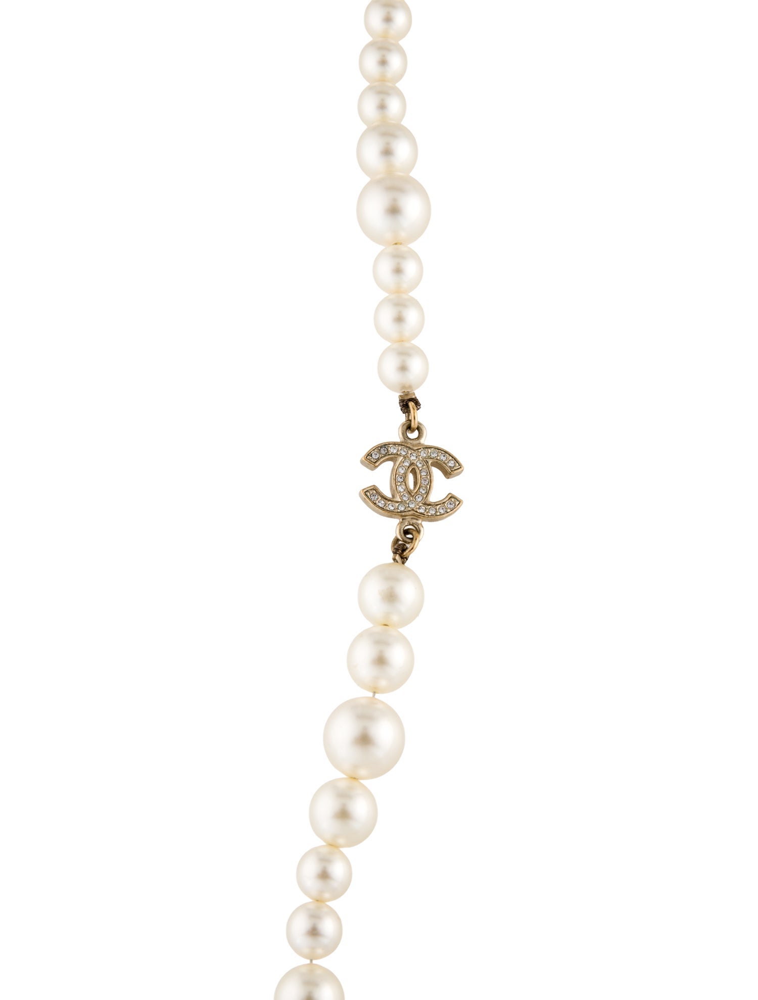 Chanel Faux Pearl & Strass Bead Strand Necklace