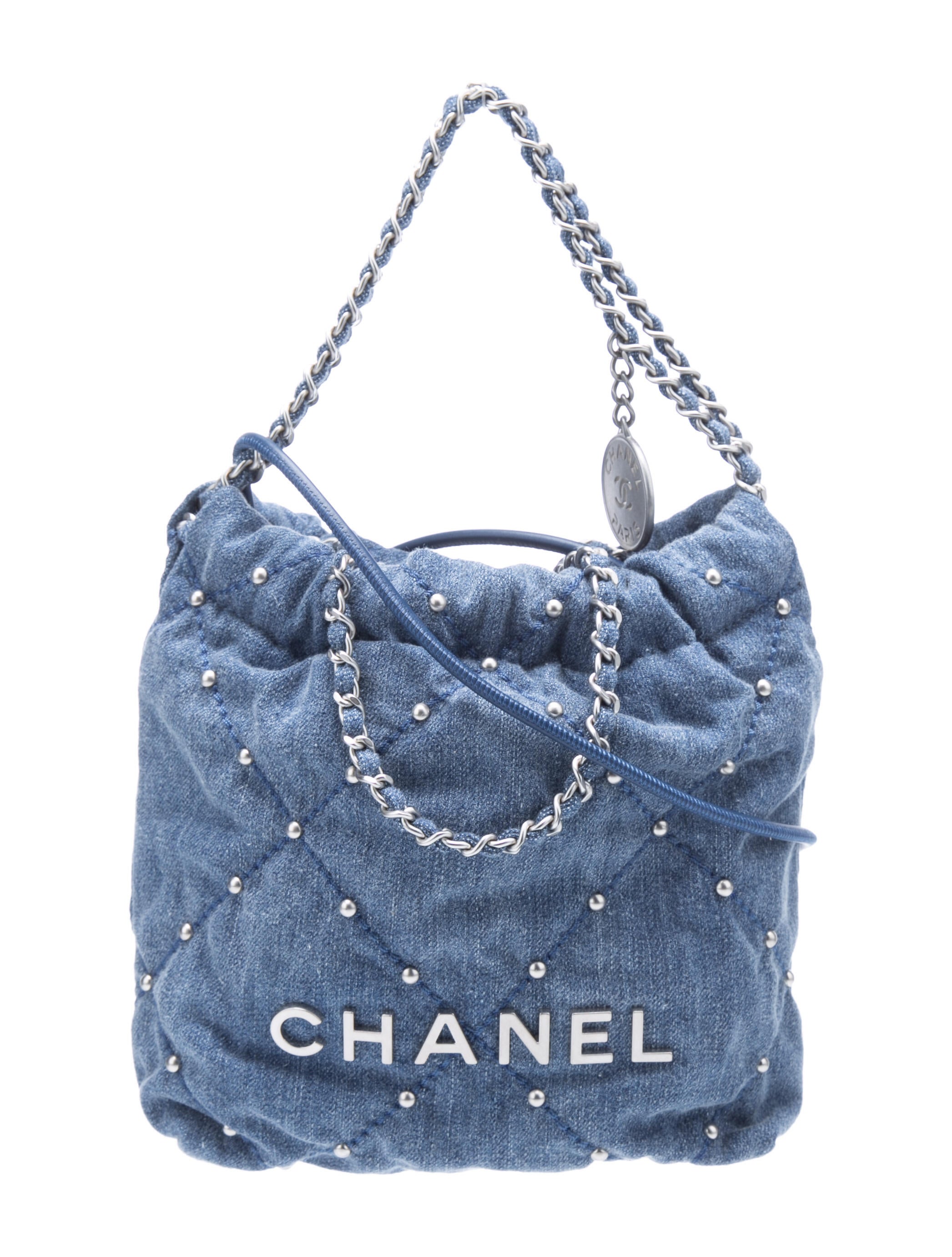 Chanel Denim Studded Mini 22 Hobo