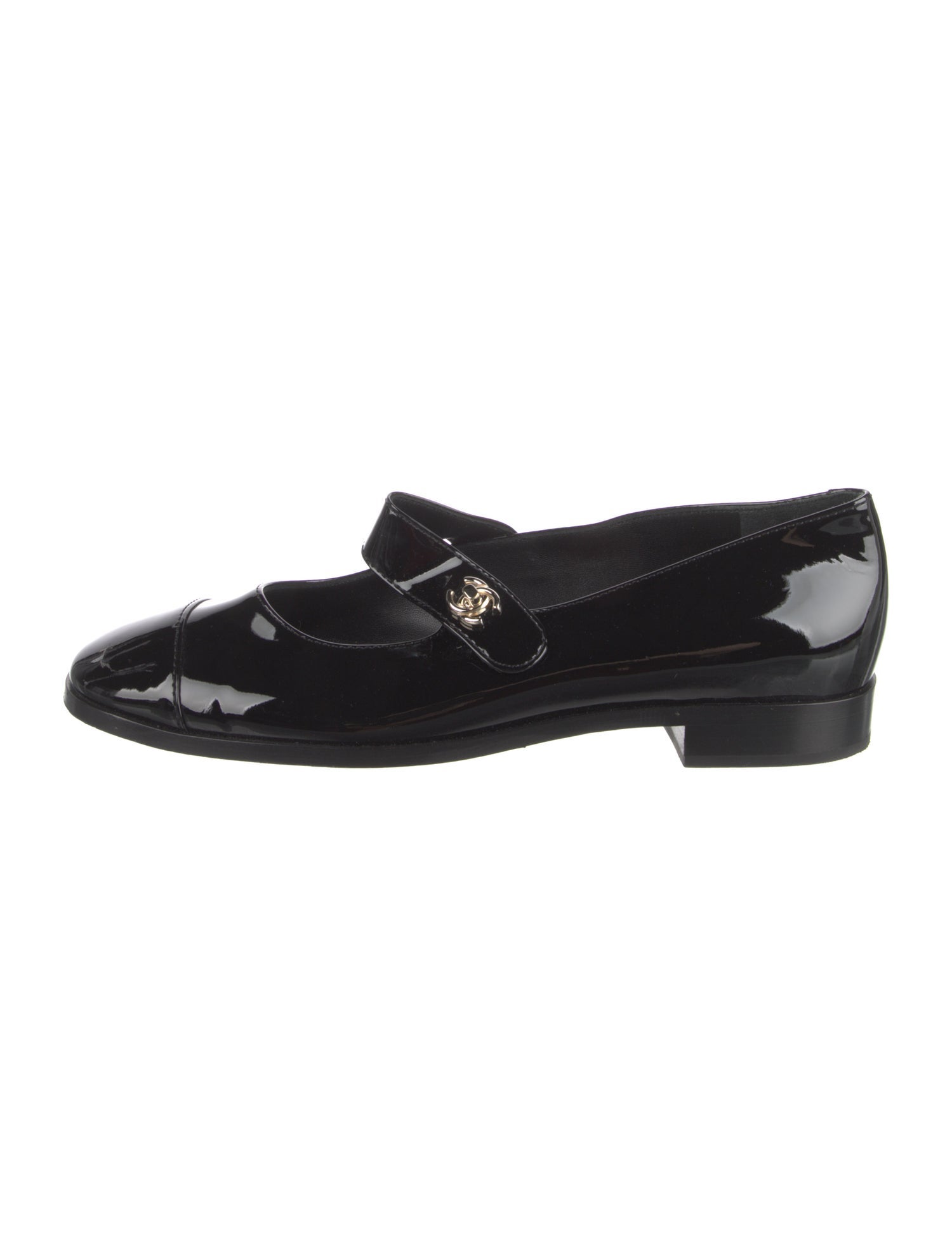 Chanel Interlocking CC Logo Patent Leather Mary Jane Flats