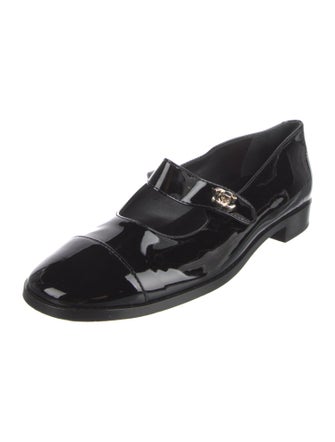 Chanel Interlocking CC Logo Patent Leather Mary Jane Flats