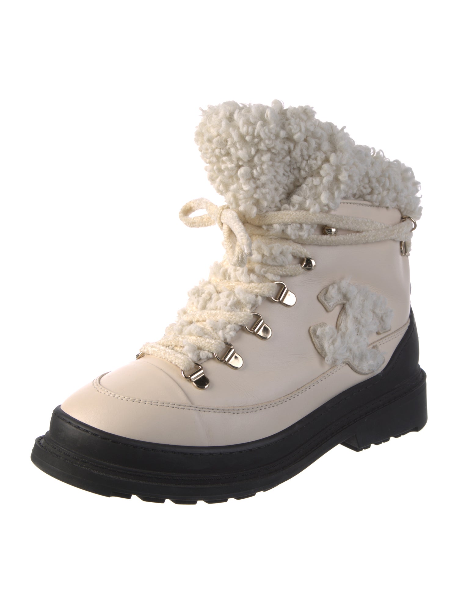 Chanel Interlocking CC Logo Leather Combat Boots