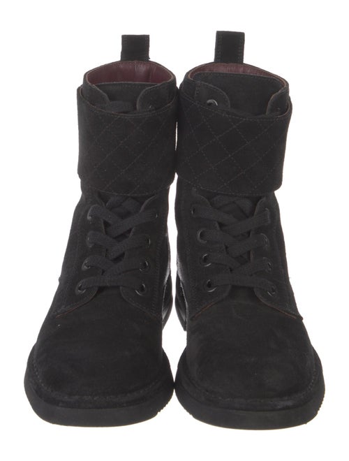 Chanel Interlocking CC Logo Suede Combat Boots