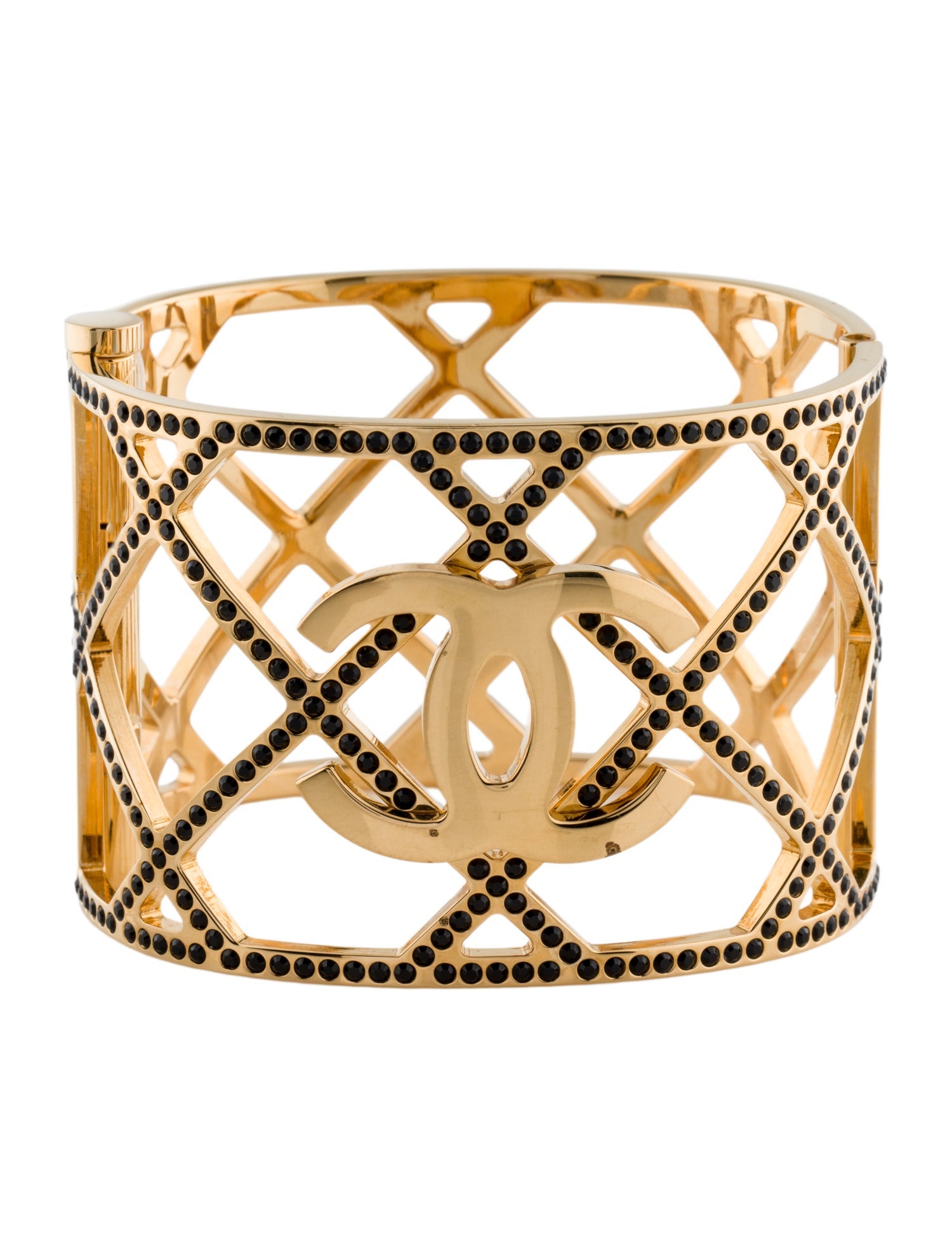 Chanel Strass CC Hinged Cuff Bracelet