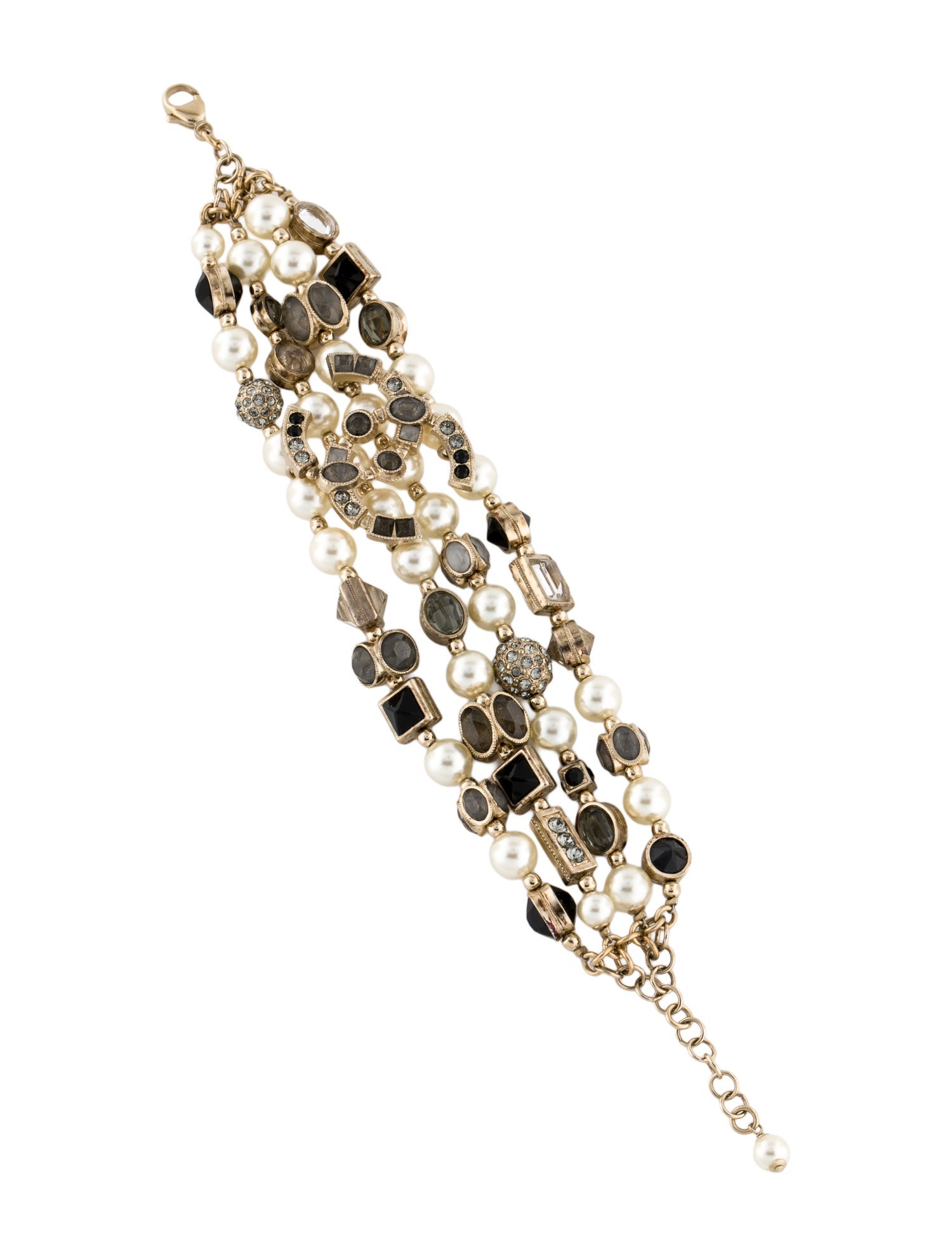 Chanel Faux Pearl & Strass CC Multistrand Bracelet