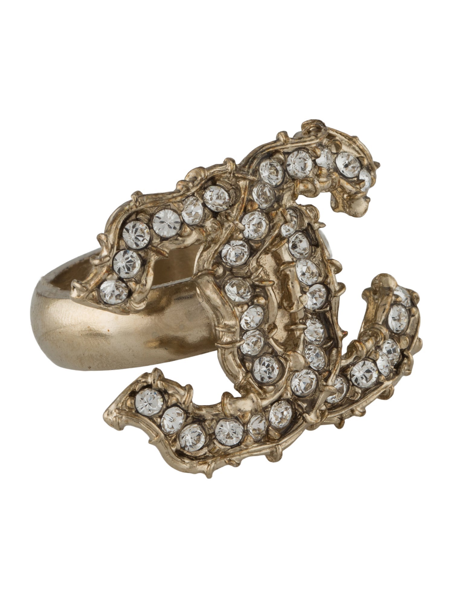 Chanel Strass CC Cocktail Ring