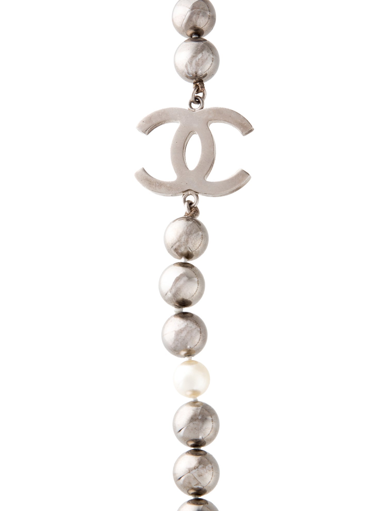 Chanel Faux Pearl & Bead CC Long Station Necklace