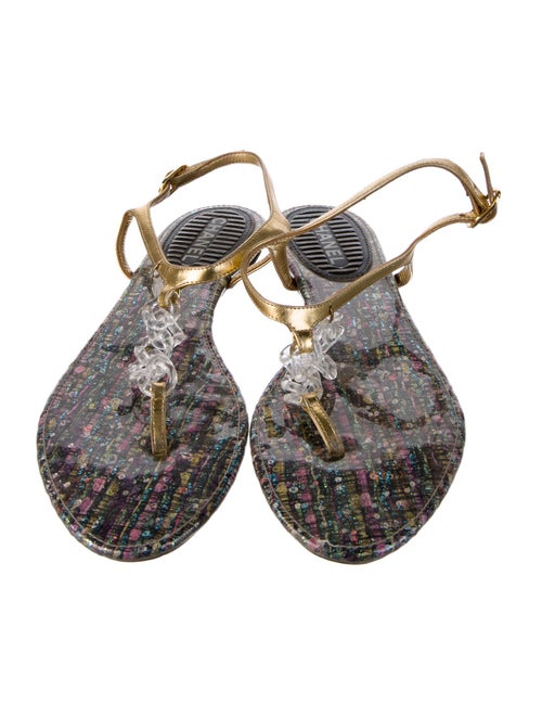 Chanel 2010 Interlocking CC Logo T-Strap Sandals