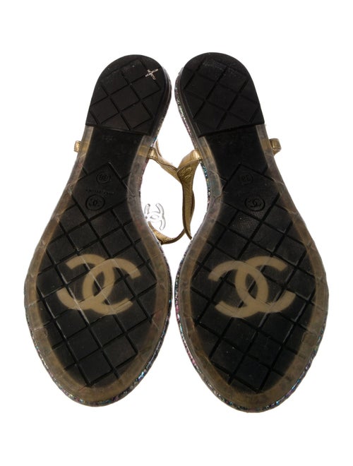 Chanel 2010 Interlocking CC Logo T-Strap Sandals