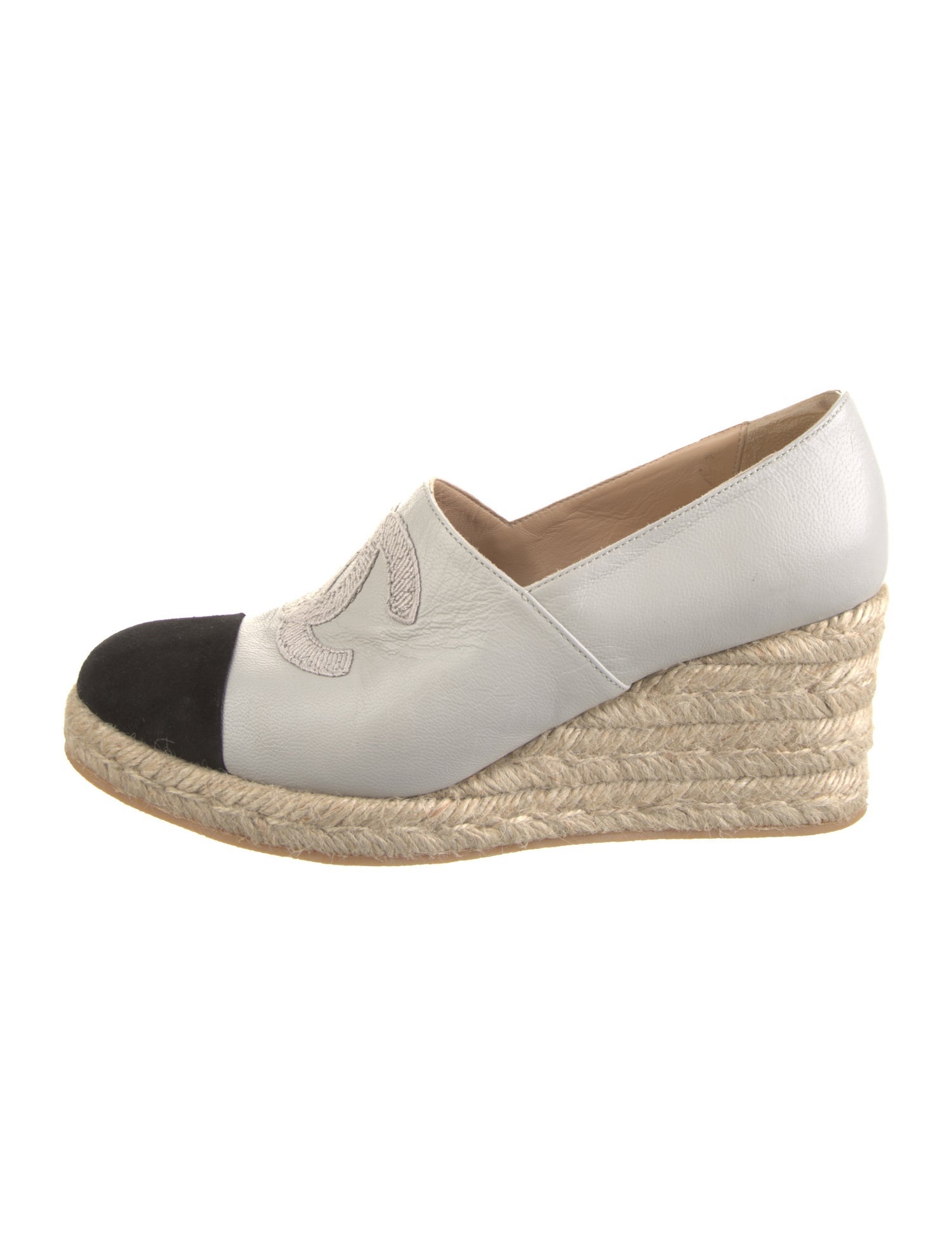 Chanel Interlocking CC Logo Leather Espadrilles