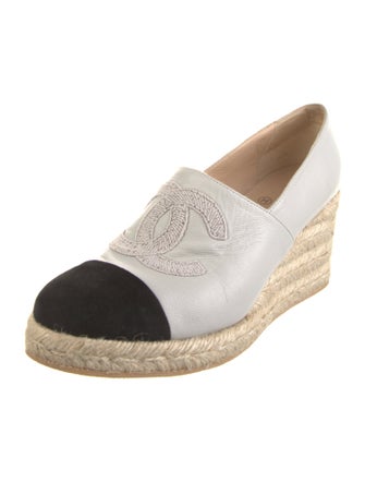 Chanel Interlocking CC Logo Leather Espadrilles