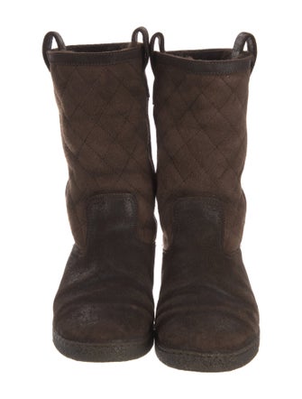 Chanel Interlocking CC Logo Suede Boots