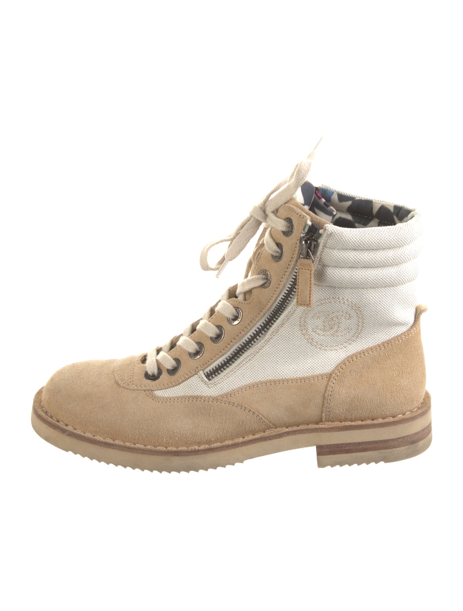 Chanel 2015 Interlocking CC Logo Combat Boots