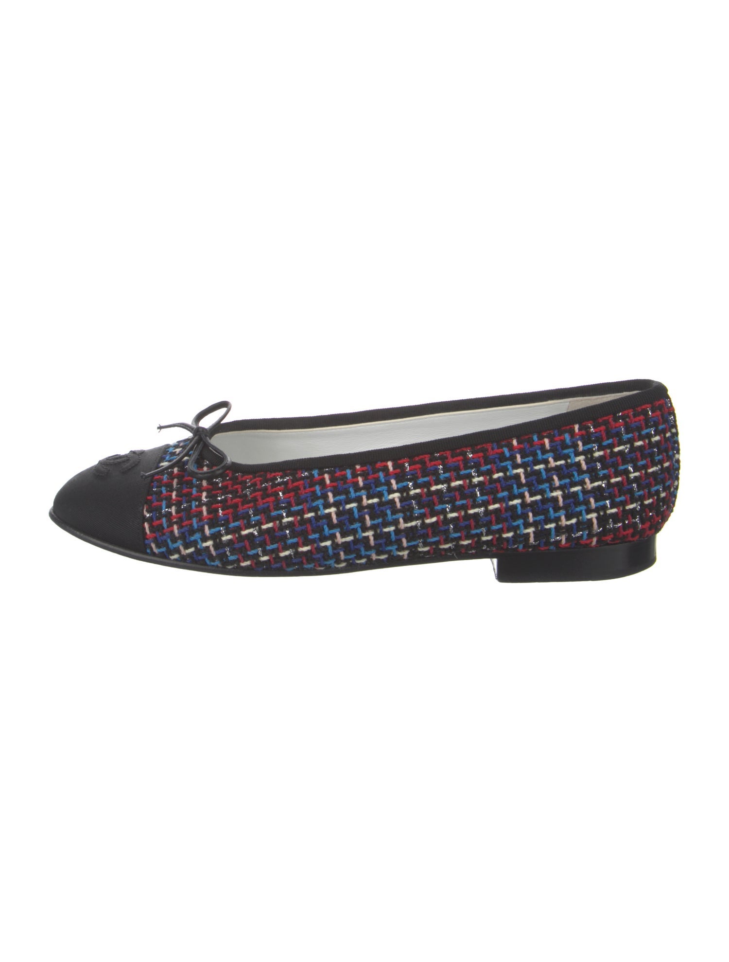 Chanel Interlocking CC Logo Tweed Flats