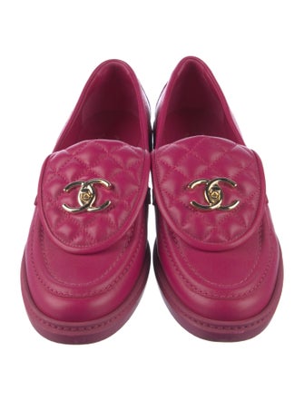 Chanel Interlocking CC Logo Leather Loafers