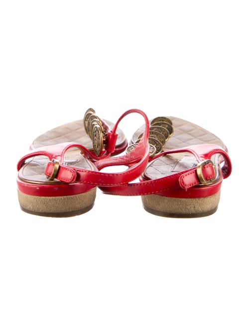 Chanel Interlocking CC Logo Leather T-Strap Sandals