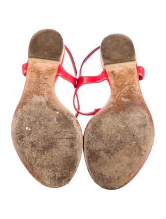 Chanel Interlocking CC Logo Leather T-Strap Sandals