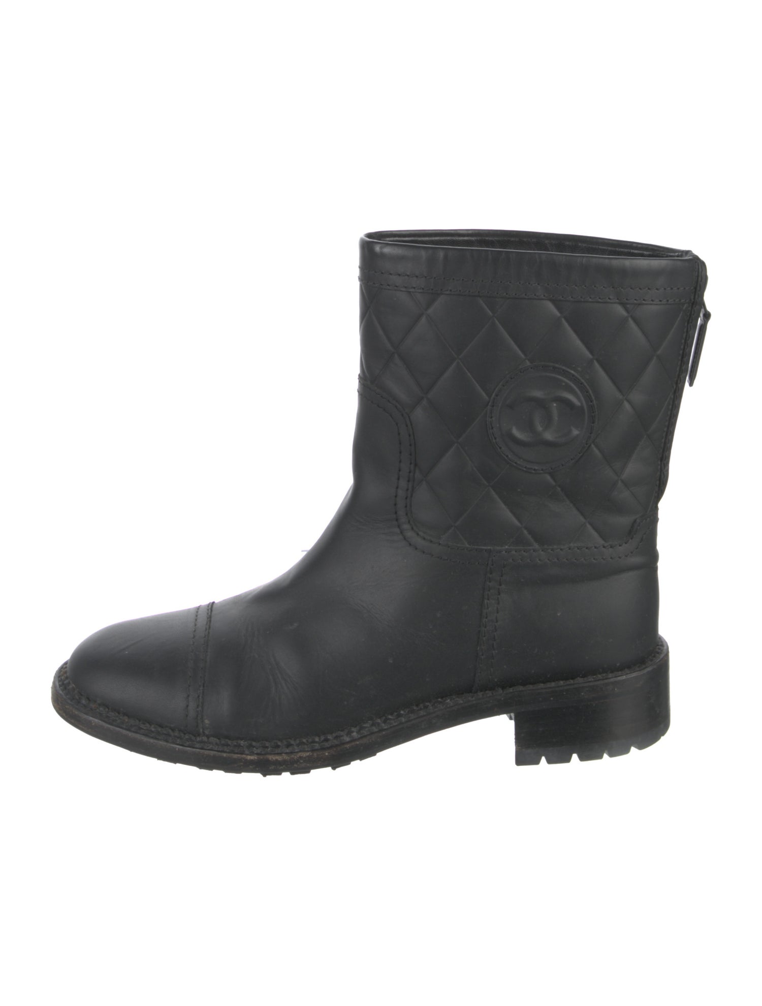 Chanel Interlocking CC Logo Leather Boots