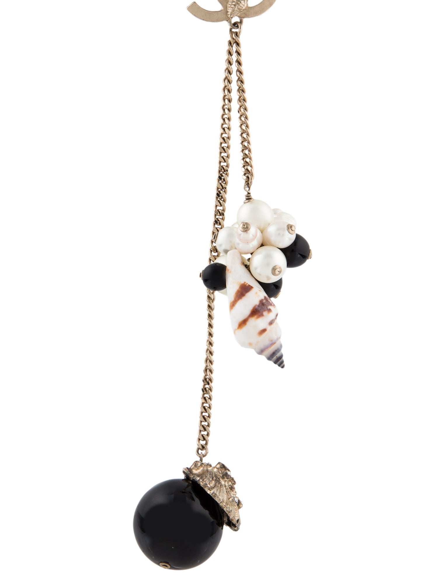Chanel Faux Pearl, Shell & Strass Lavalier Necklace