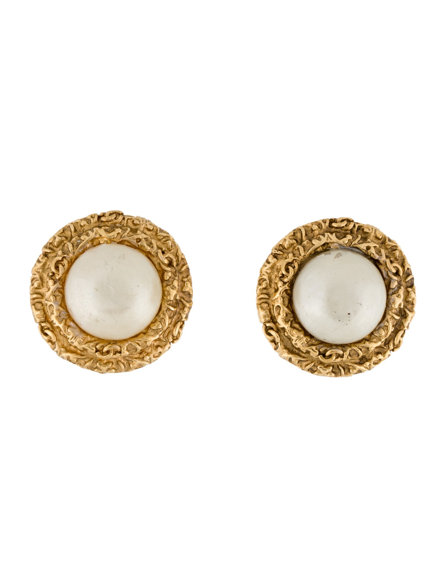 Chanel Vintage Faux Pearl Clip-On Earrings