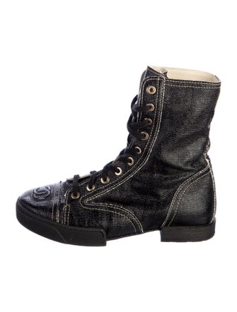 Chanel 2015 Interlocking CC Logo Combat Boots