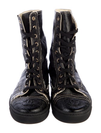 Chanel 2015 Interlocking CC Logo Combat Boots