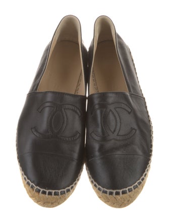 Chanel Interlocking CC Logo Leather Espadrilles
