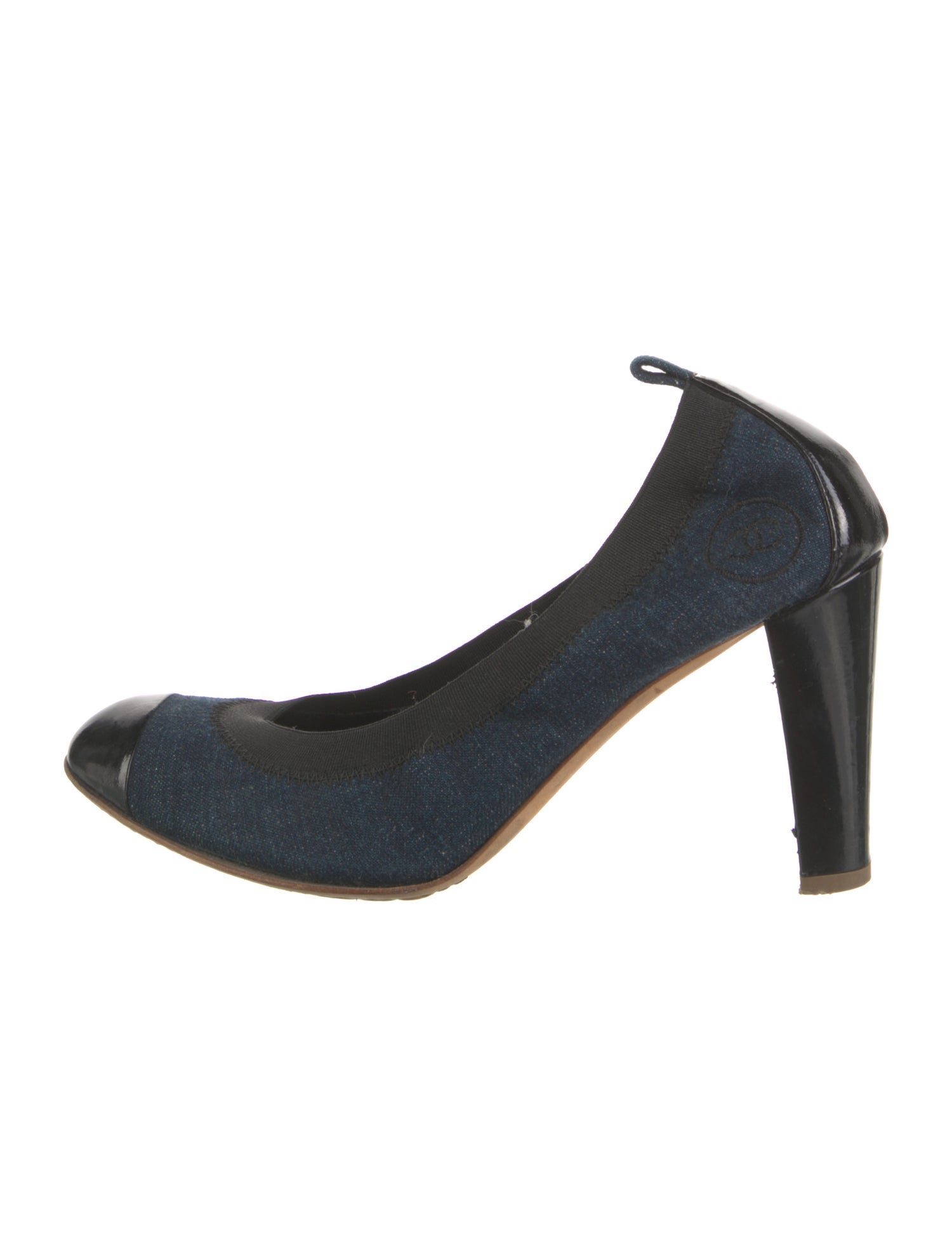 Chanel Interlocking CC Logo Denim Pumps
