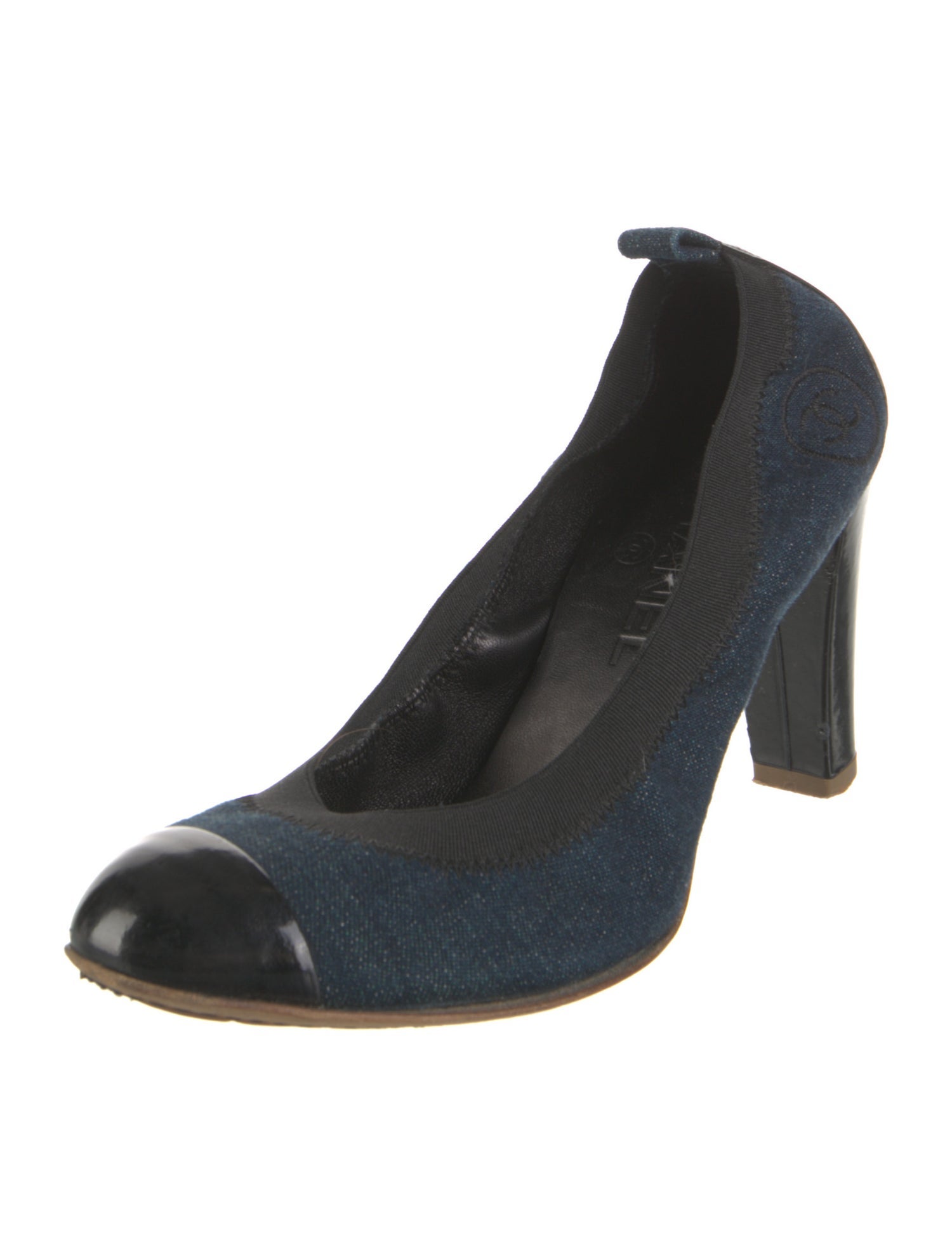 Chanel Interlocking CC Logo Denim Pumps