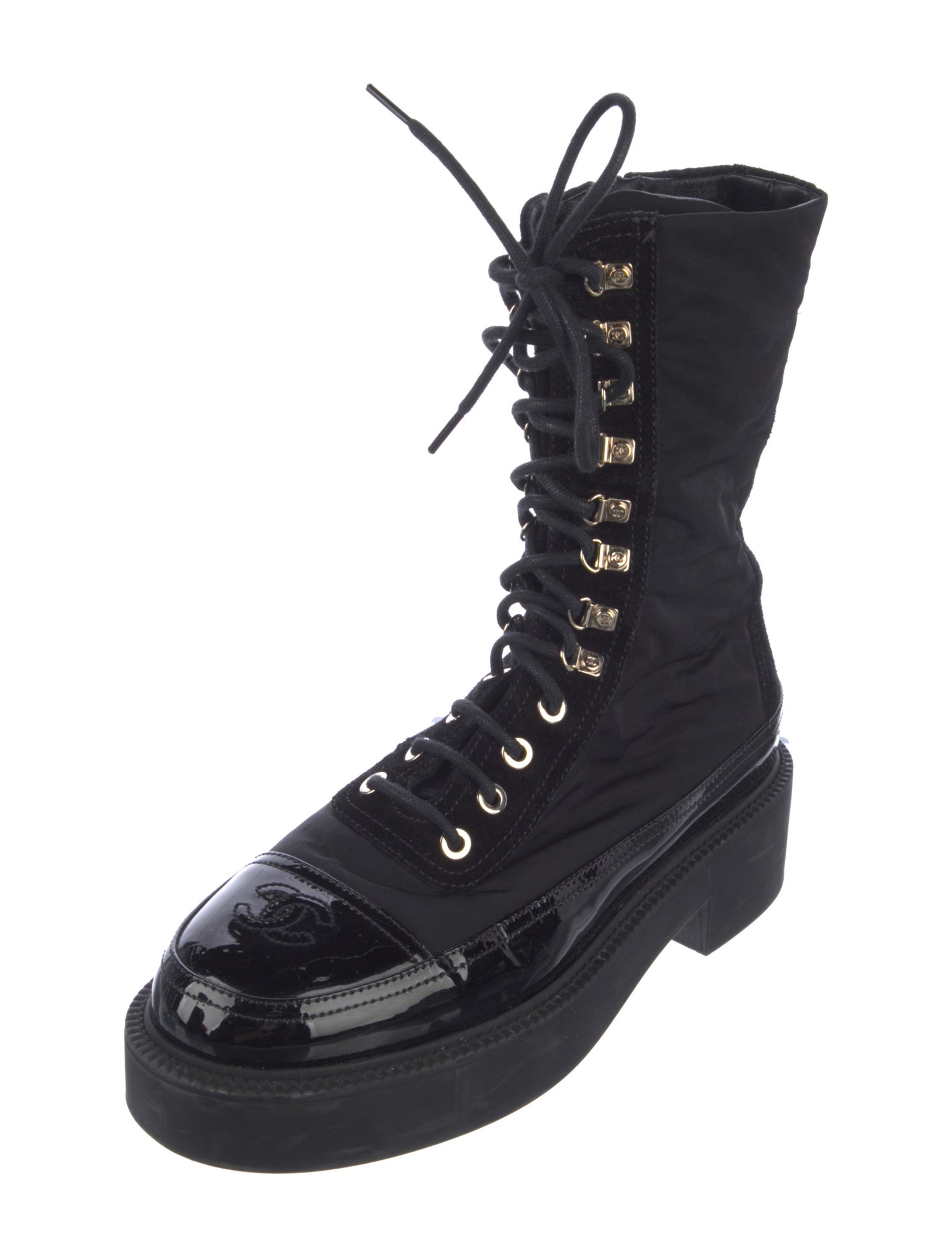 Chanel 2021 Interlocking CC Logo Combat Boots