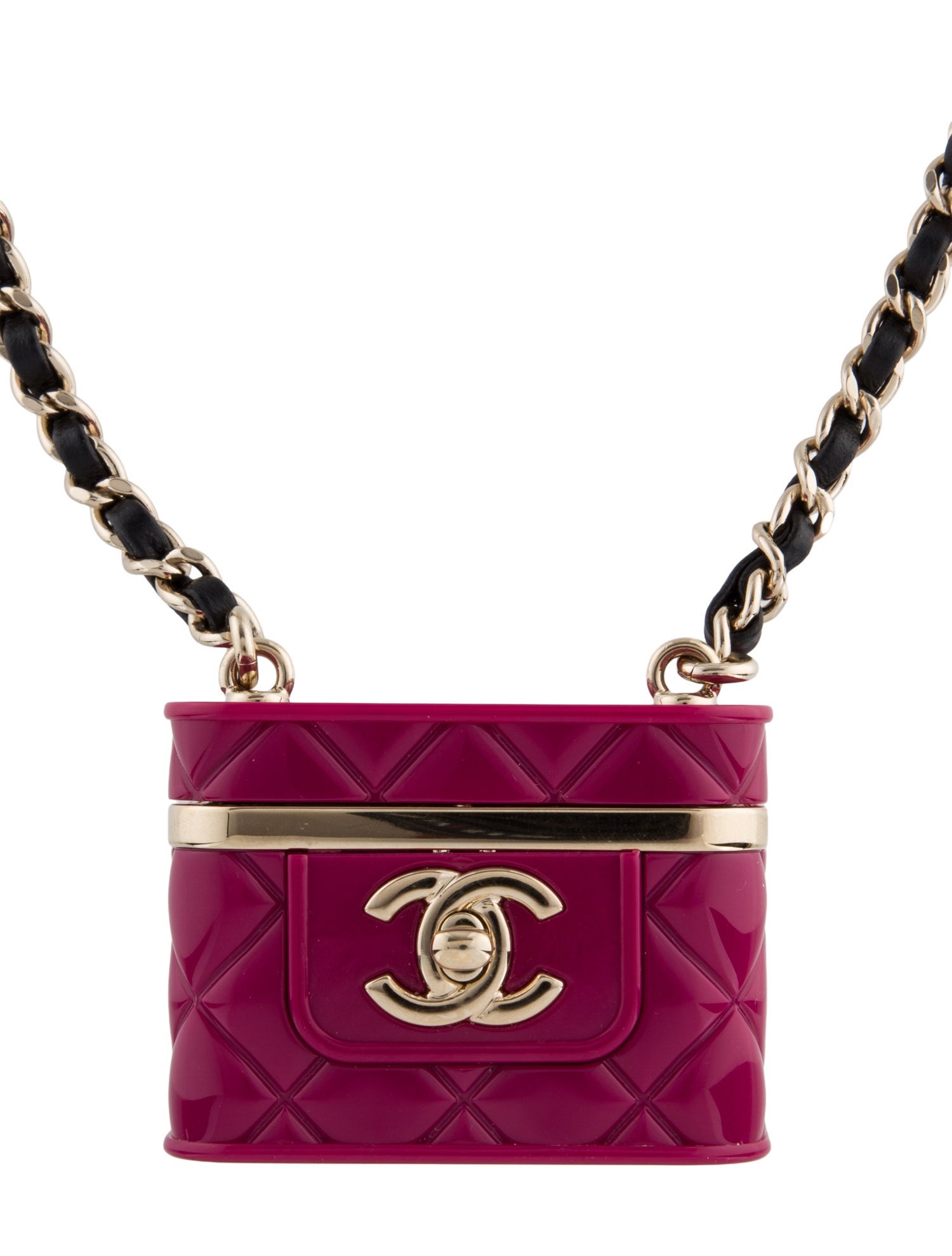 Chanel Leather & Resin Purse Pendant Necklace w/ Tags