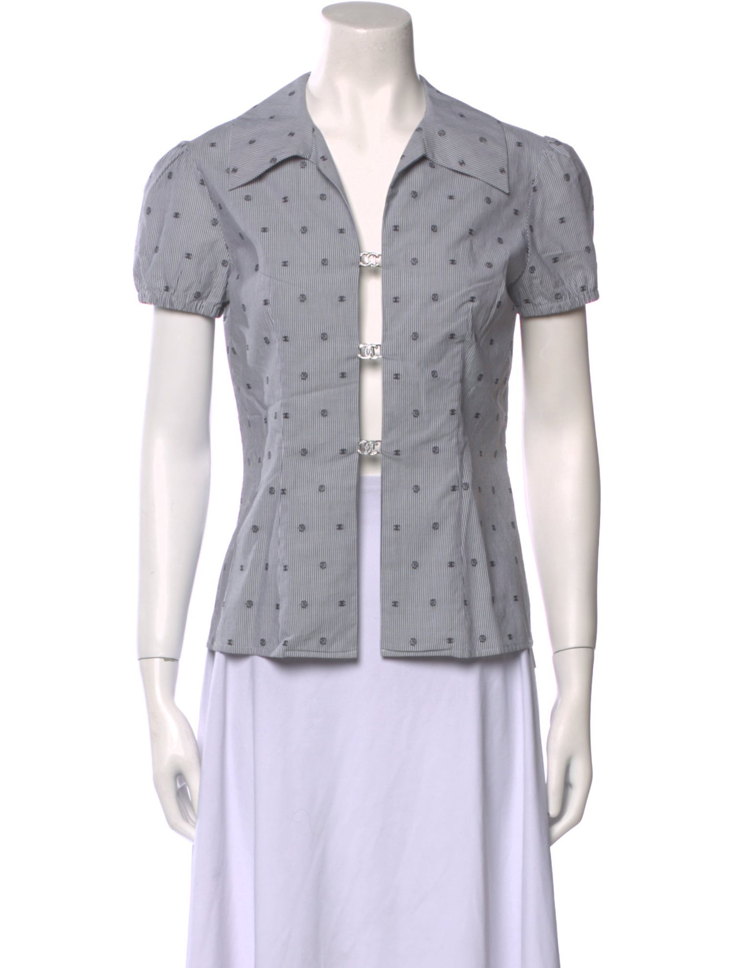 Chanel 2024 Polka Dot Print Button-Up Top