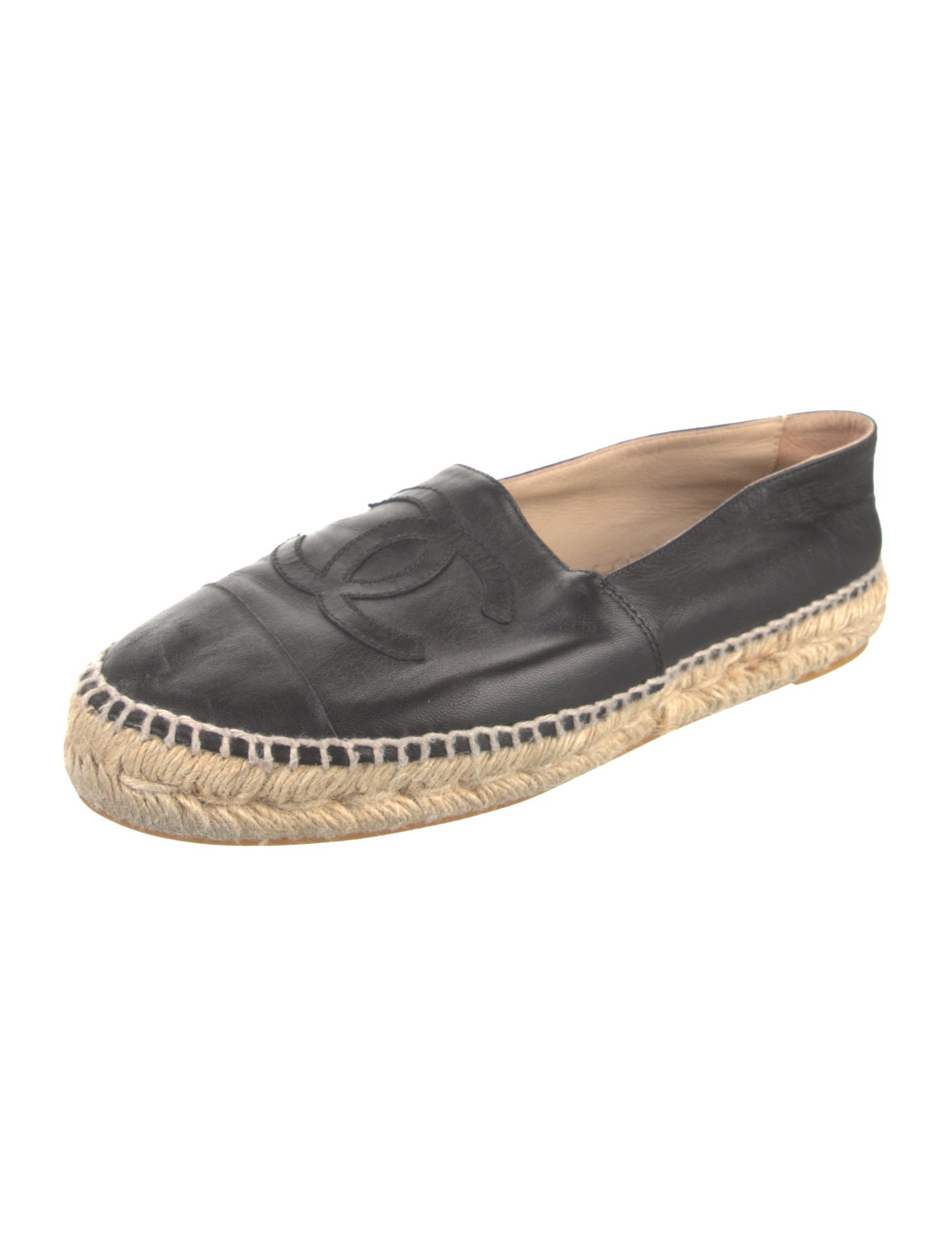 Chanel Interlocking CC Logo Lambskin Espadrilles