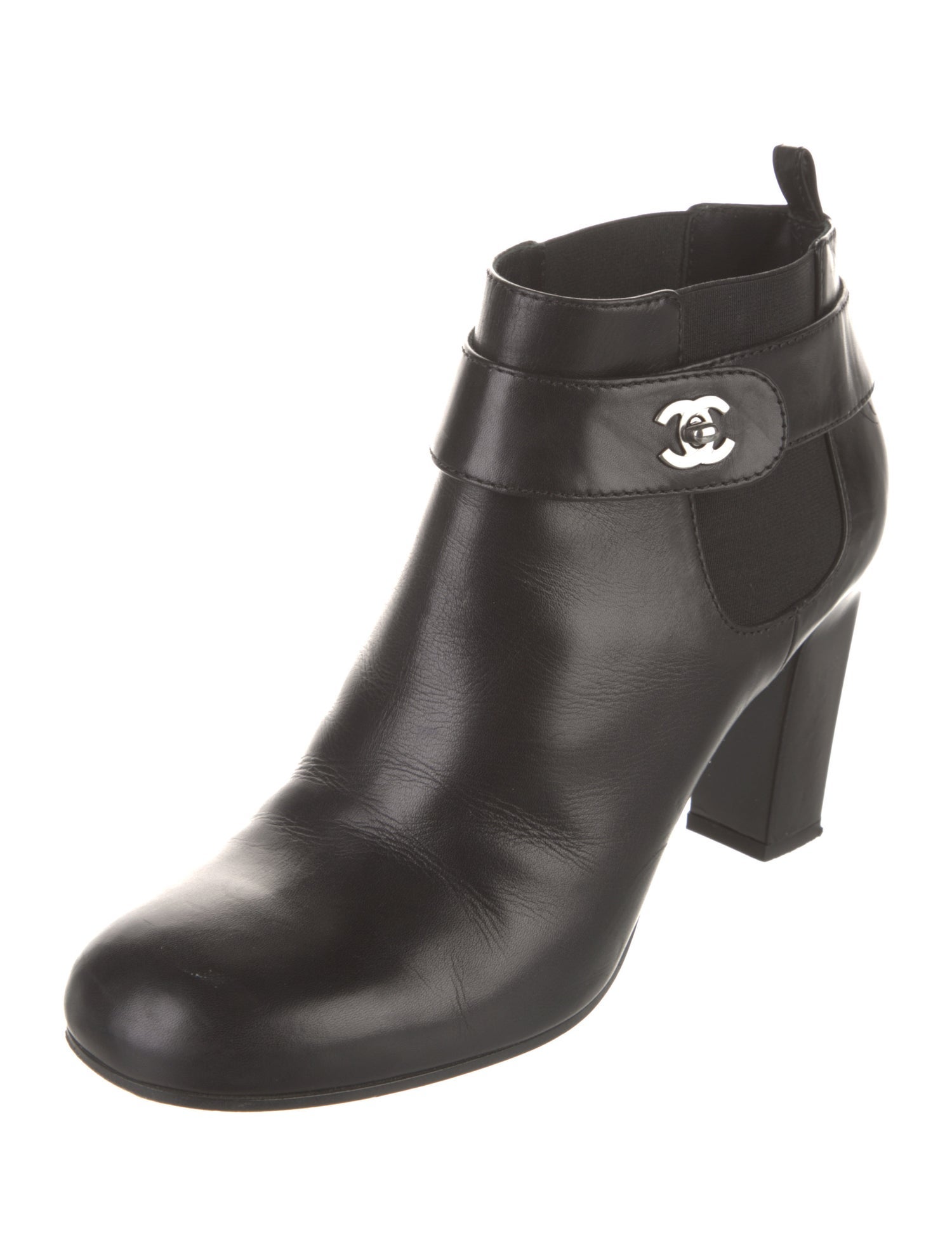 Chanel Interlocking CC Logo Leather Boots