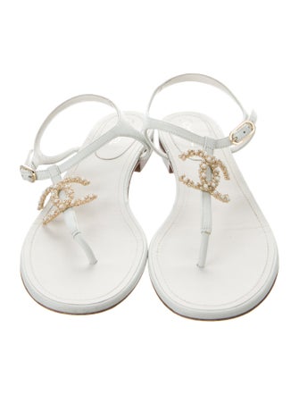 Chanel 2020 Interlocking CC Logo T-Strap Sandals