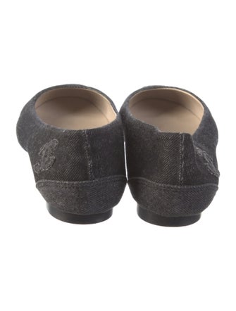 Chanel Interlocking CC Logo Denim Ballet Flats