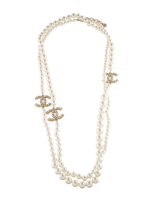 Chanel 2024 Faux Pearl 100th Anniversary CC Long Station Necklace