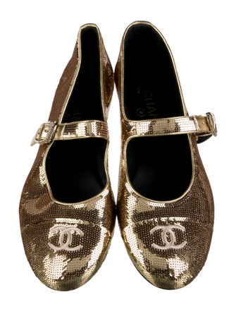 Chanel 2025 Interlocking CC Logo Mary Jane Flats