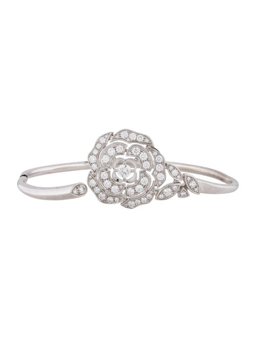 Chanel 18K Diamond Bouton de Camelia Cuff Bracelet