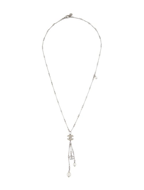 Chanel Faux Pearl, Strass & Resin CC Lavalier Necklace