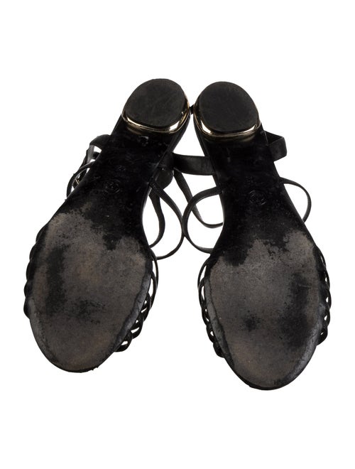 Chanel Interlocking CC Logo Leather T-Strap Sandals