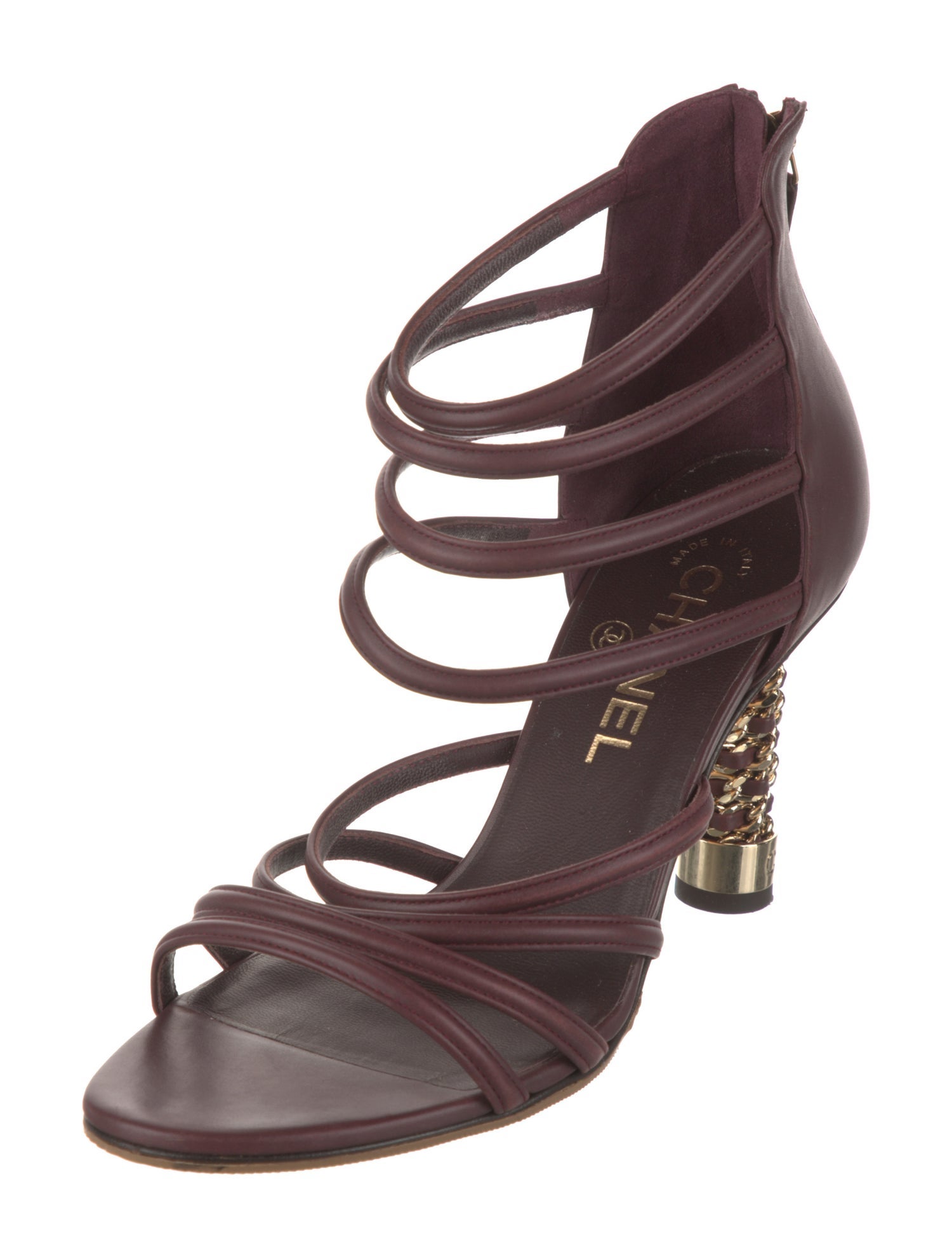 Chanel 2018 Chain-Link Accent Gladiator Sandals