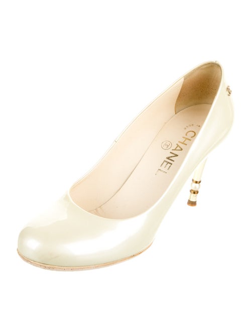 Chanel Interlocking CC Logo Patent Leather Slingback Pumps