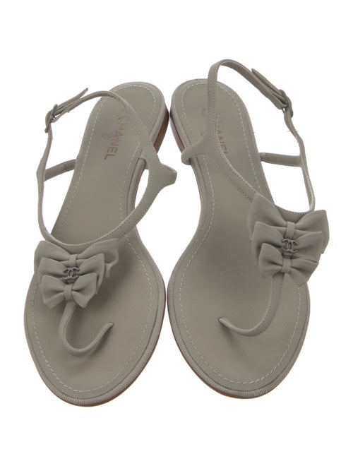 Chanel Interlocking CC Logo Leather T-Strap Sandals