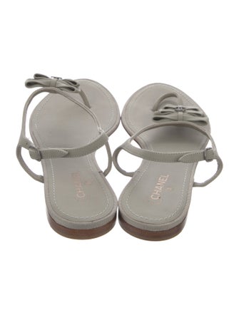 Chanel Interlocking CC Logo Leather T-Strap Sandals