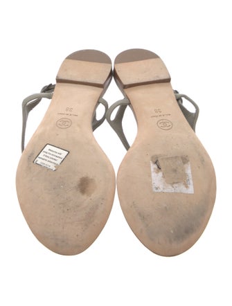 Chanel Interlocking CC Logo Leather T-Strap Sandals