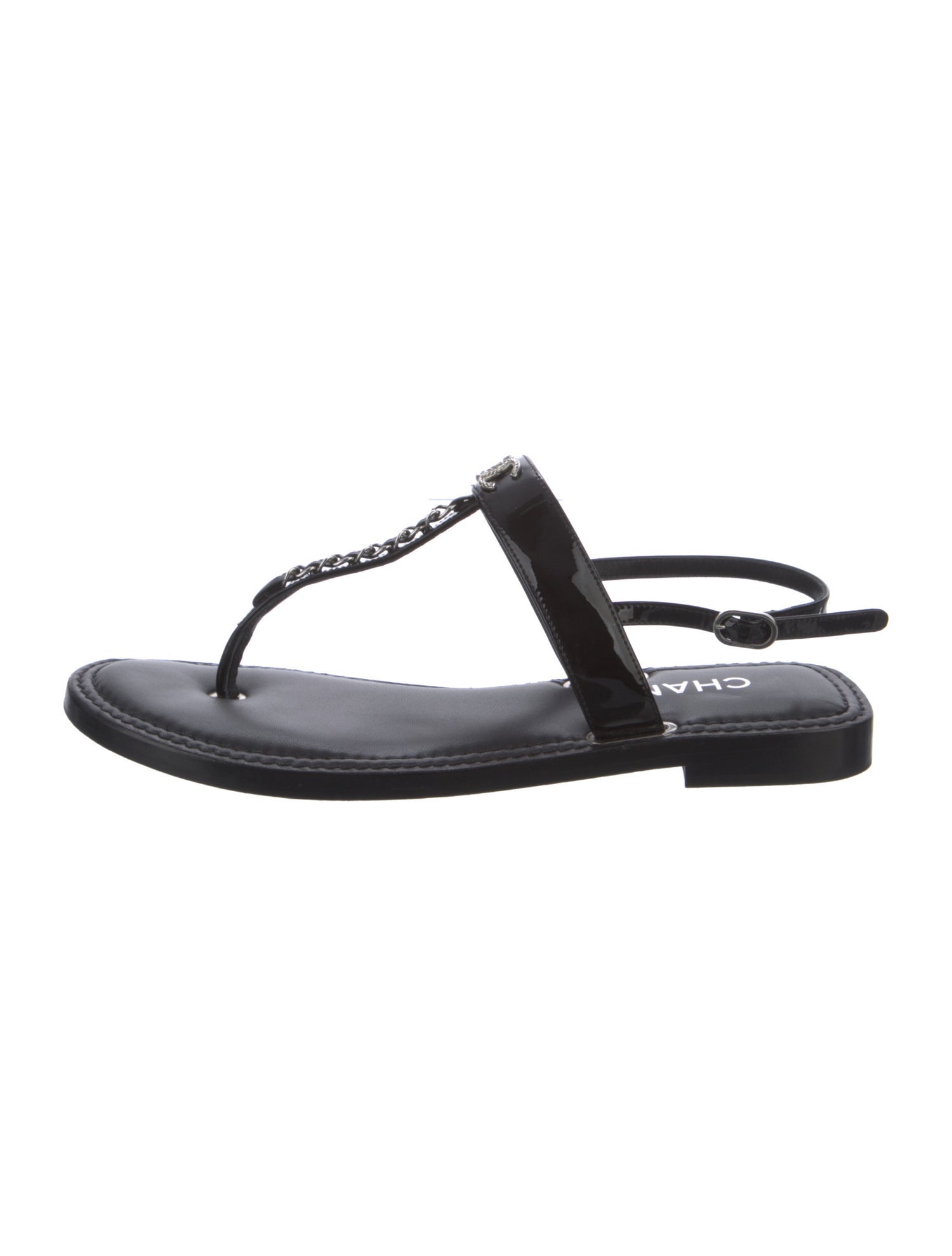 Chanel 2022 Interlocking CC Logo T-Strap Sandals