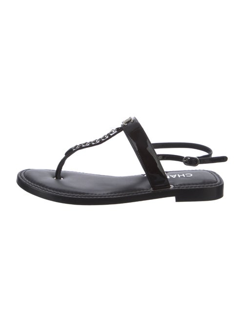 Chanel 2022 Interlocking CC Logo T-Strap Sandals