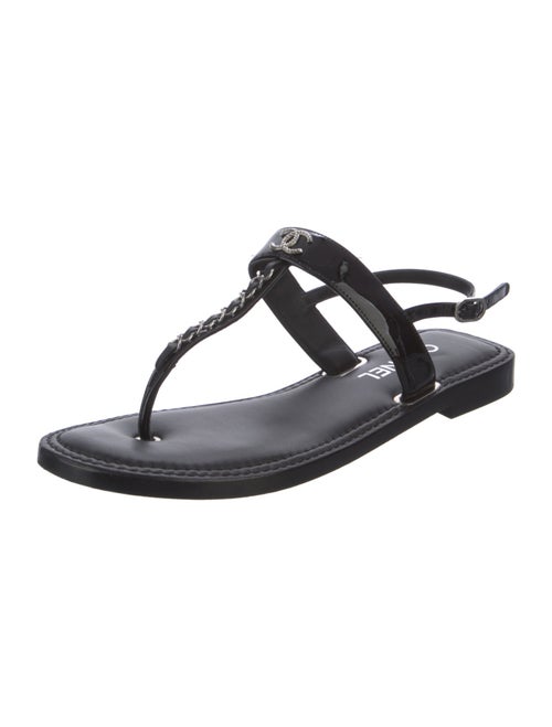 Chanel 2022 Interlocking CC Logo T-Strap Sandals
