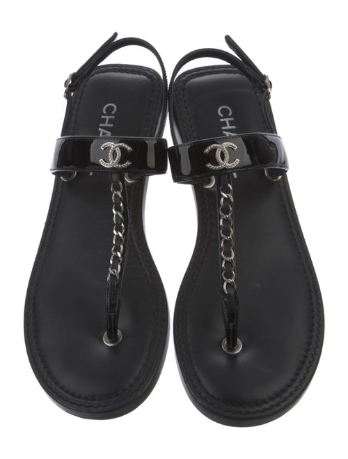 Chanel 2022 Interlocking CC Logo T-Strap Sandals